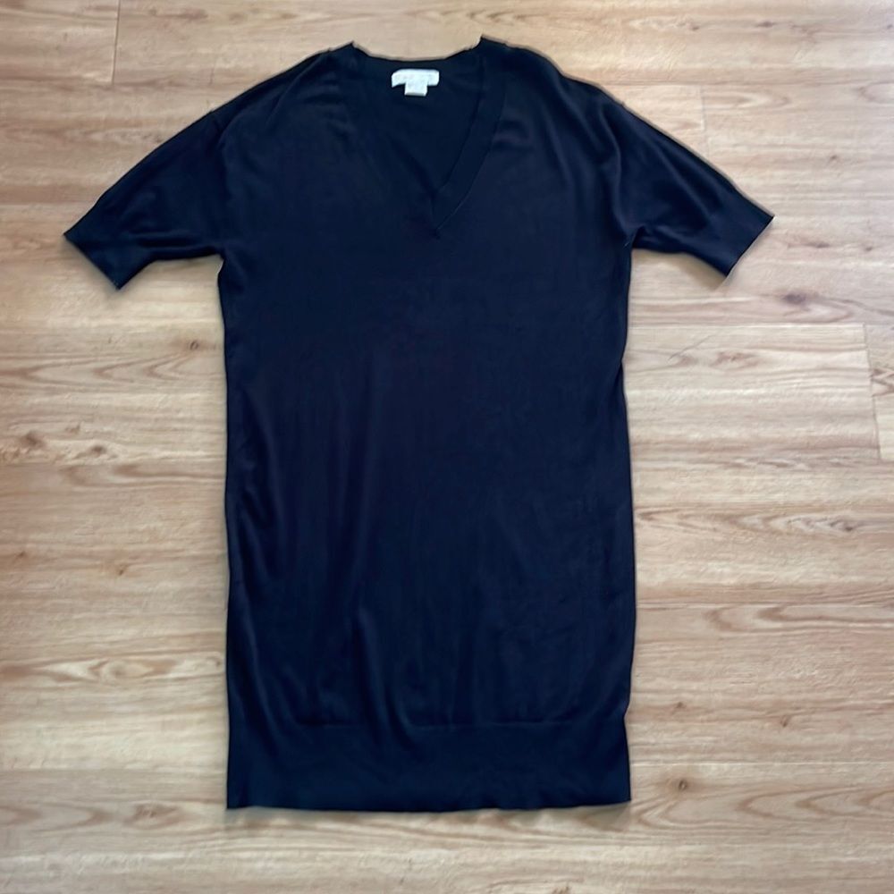 Michael Kors Black Short Sleeve V Neck Sweater Dress Sz Medium